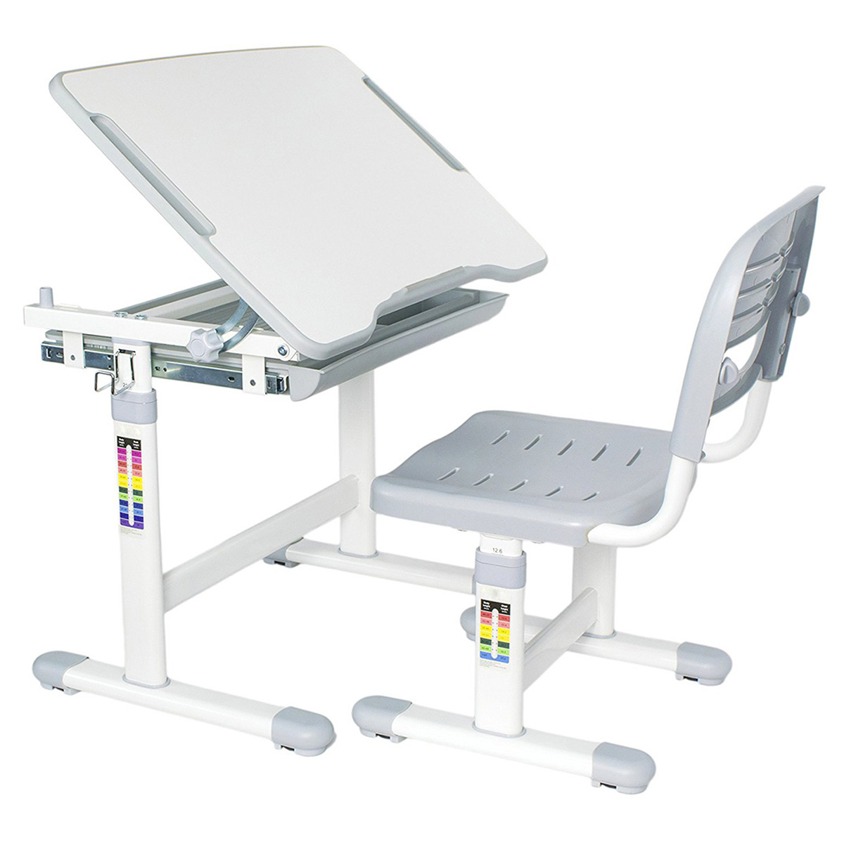 KidzDesk KD26G Ergonomic Height Adjustable Children Desk and Chair Set (Grey)